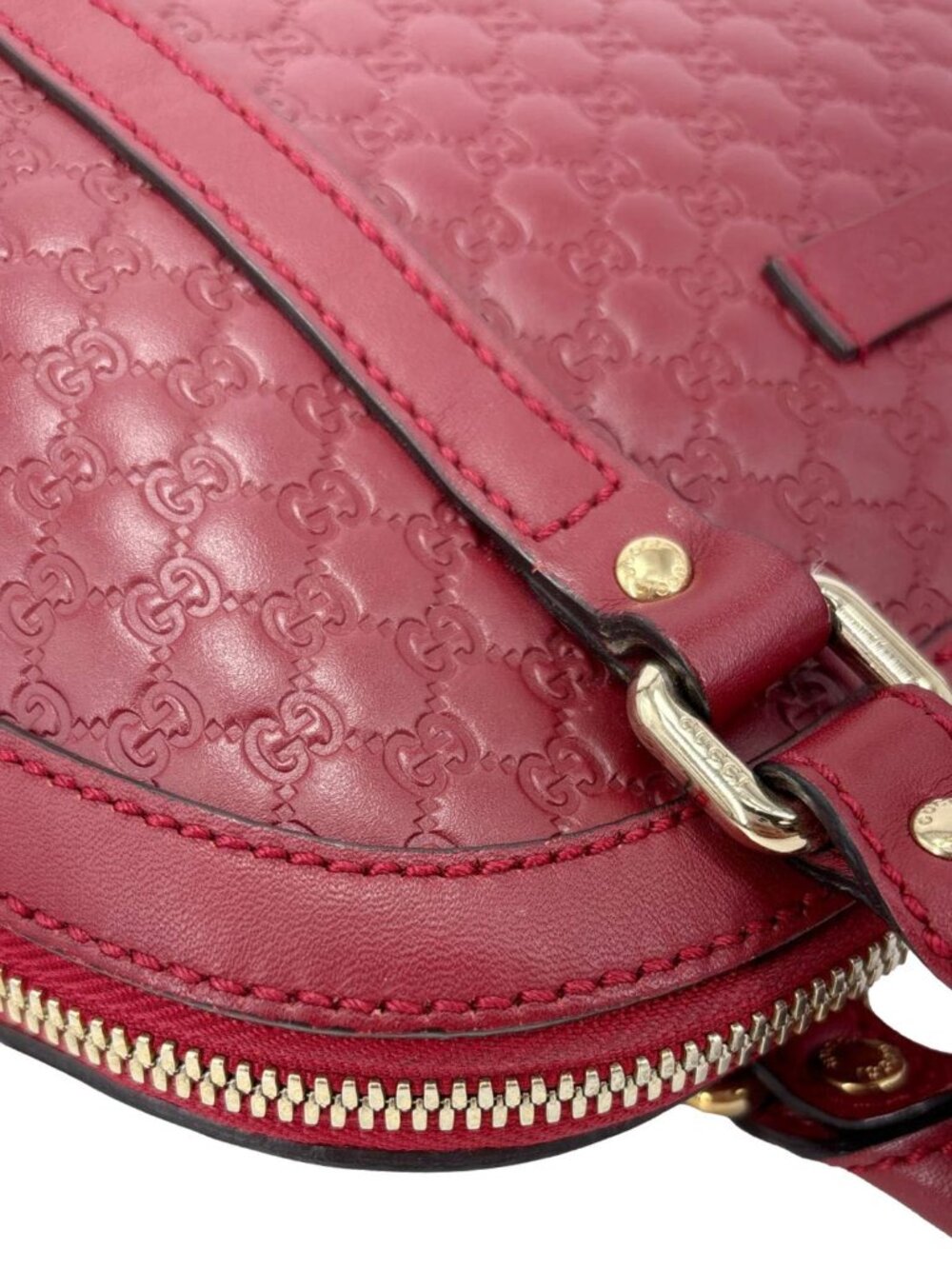 Gucci  Dome Mini Embossed Leather Crossbody Bag Red 449654 - Picture 8 of 13